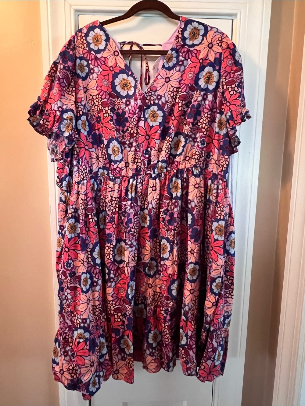 Terra and Sky Floral Pink & Purple Tiered Dress